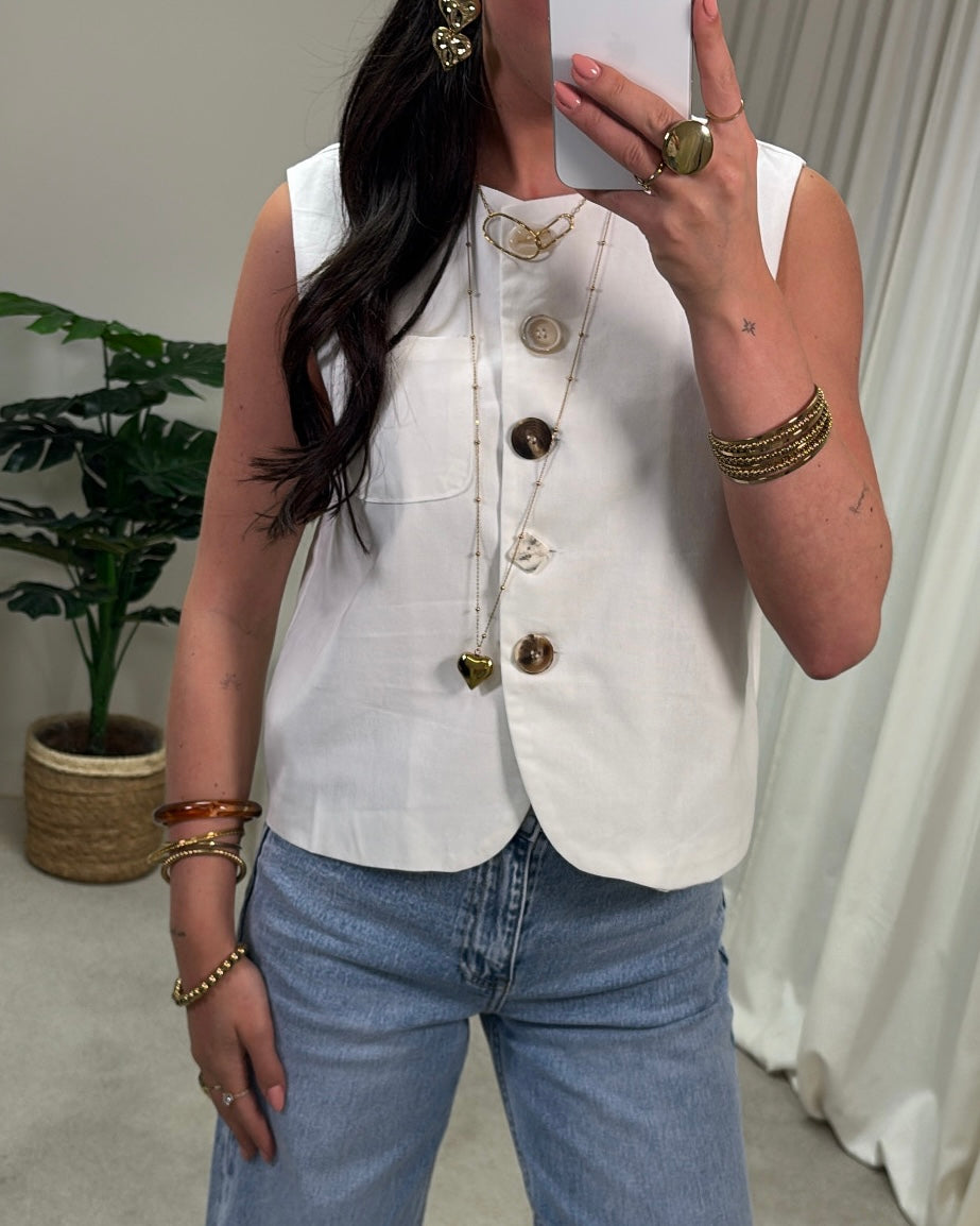 LaLunaTheLabel Paloma Gilet - White