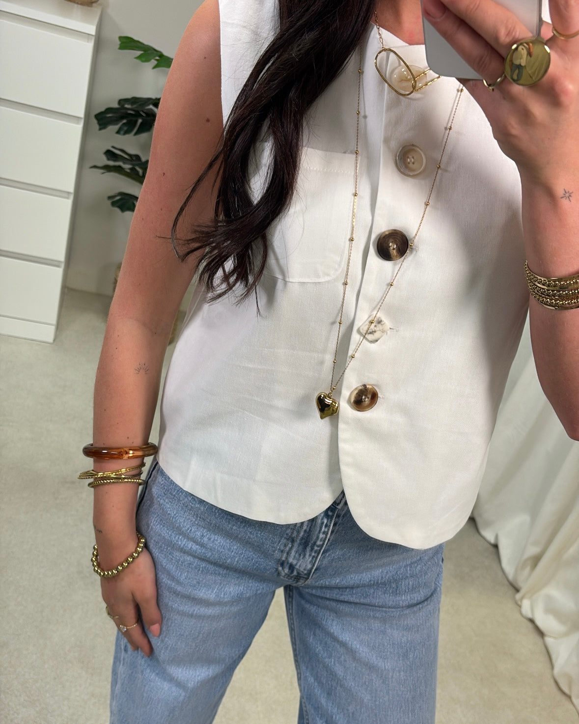 LaLunaTheLabel Paloma Gilet - White