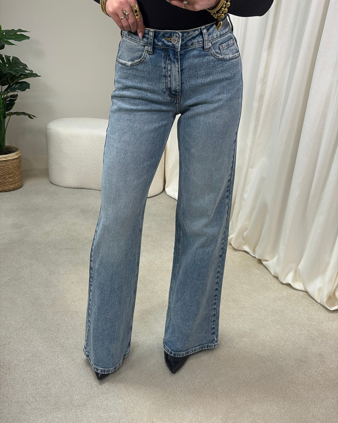 Amjosie Wide Leg Mid Waist Jeans