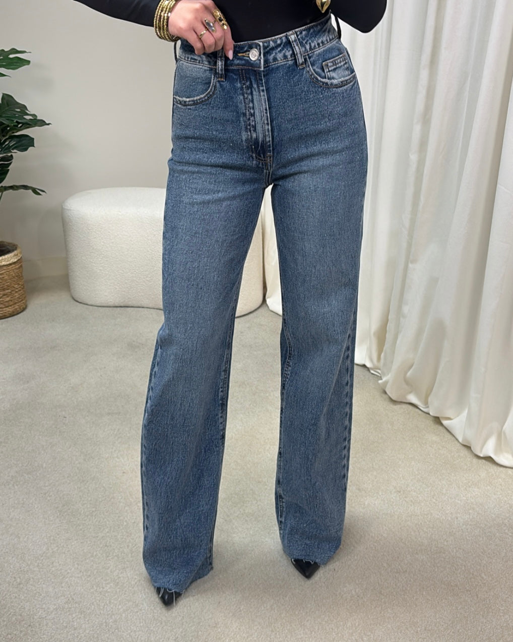 LaLunaTheLabel Wide Leg High Waist Jeans