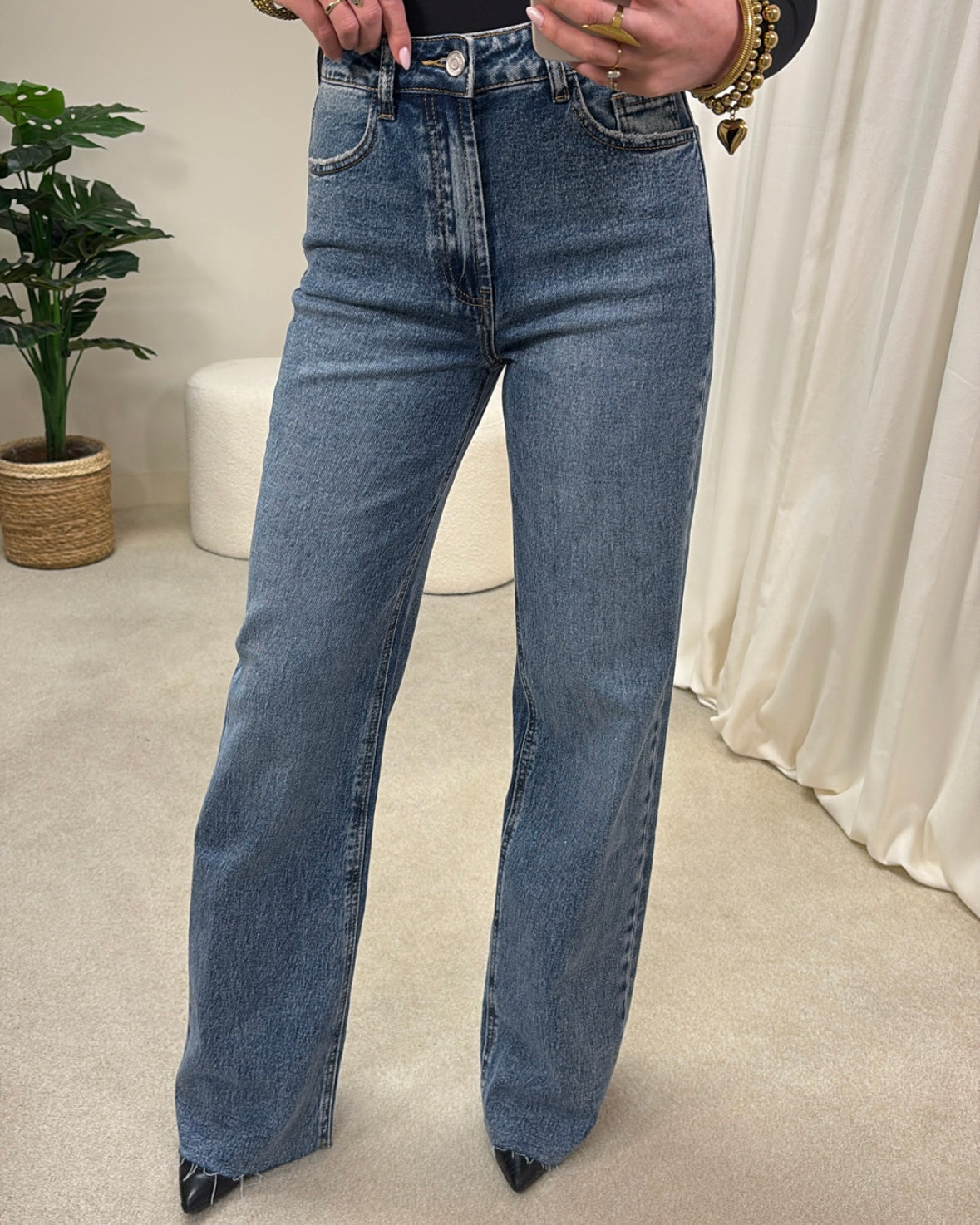 LaLunaTheLabel Wide Leg High Waist Jeans