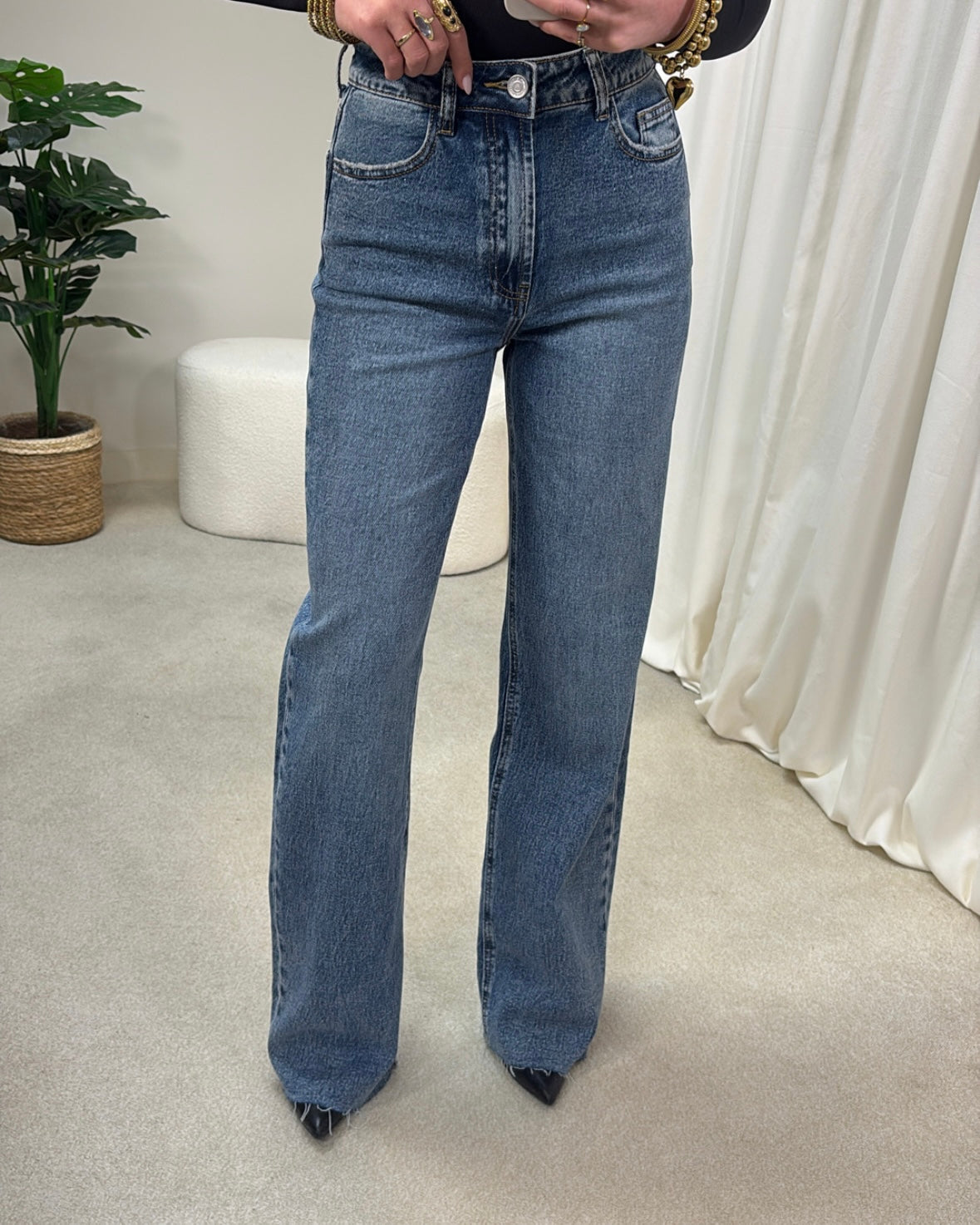 LaLunaTheLabel Wide Leg High Waist Jeans