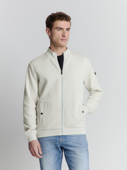 Jacquard Mix Zipper Sweater