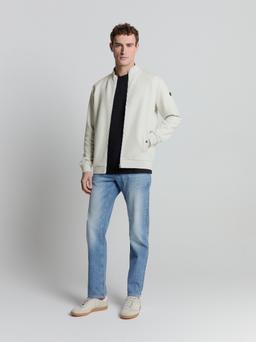 Jacquard Mix Zipper Sweater