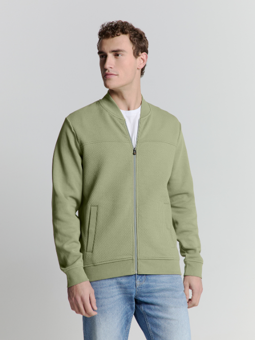 Jacquard Mix Bomber Sweater