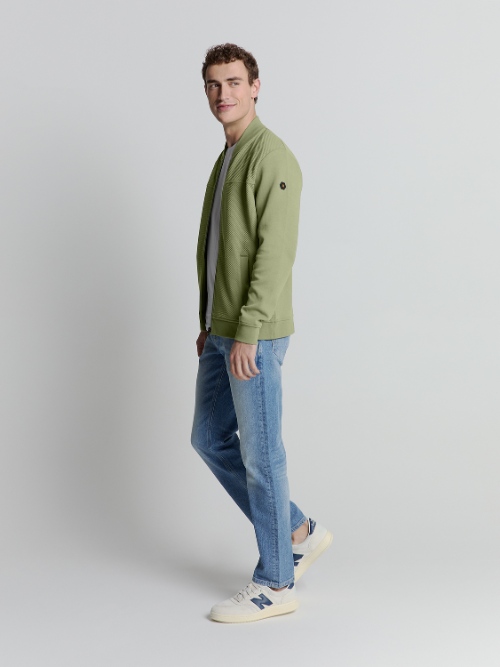 Jacquard Mix Bomber Sweater