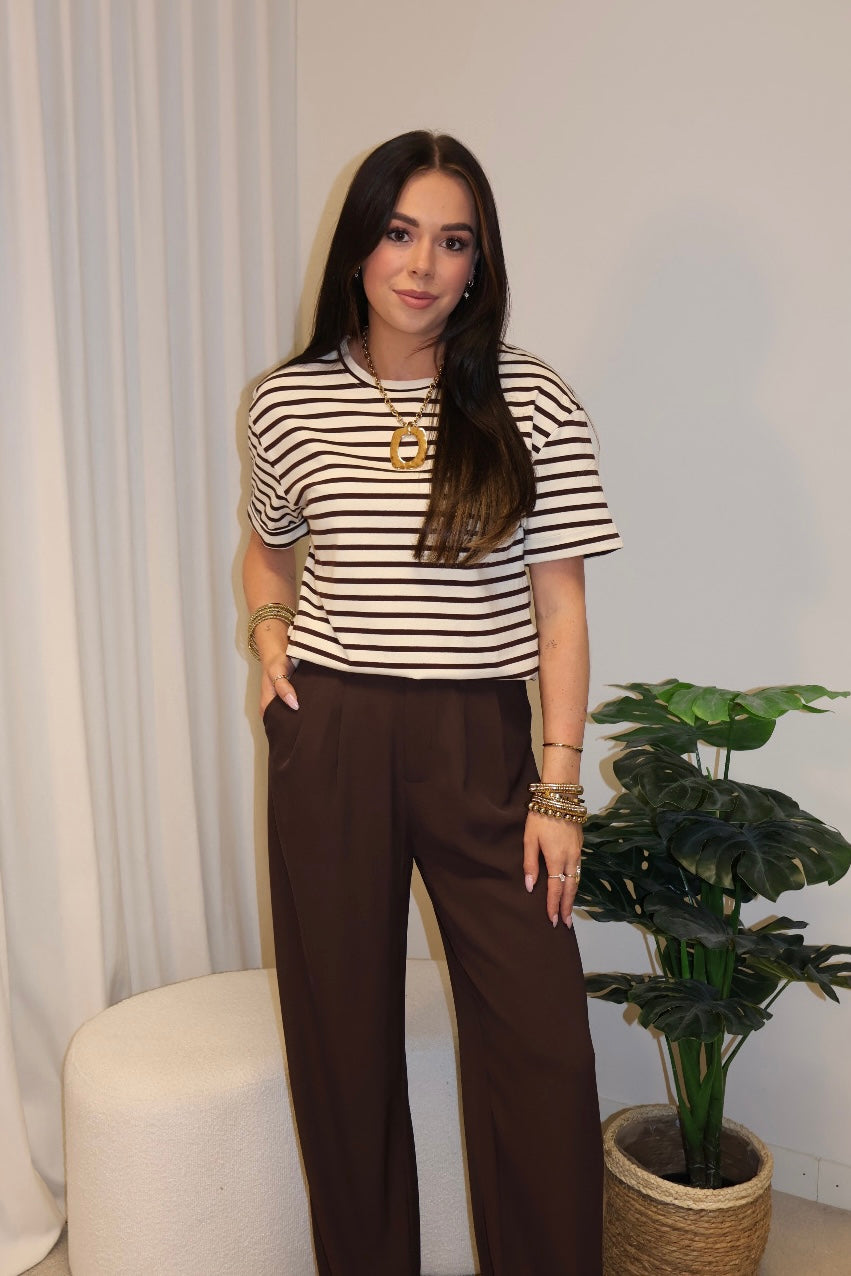Brown/White Stripe T-Shirt