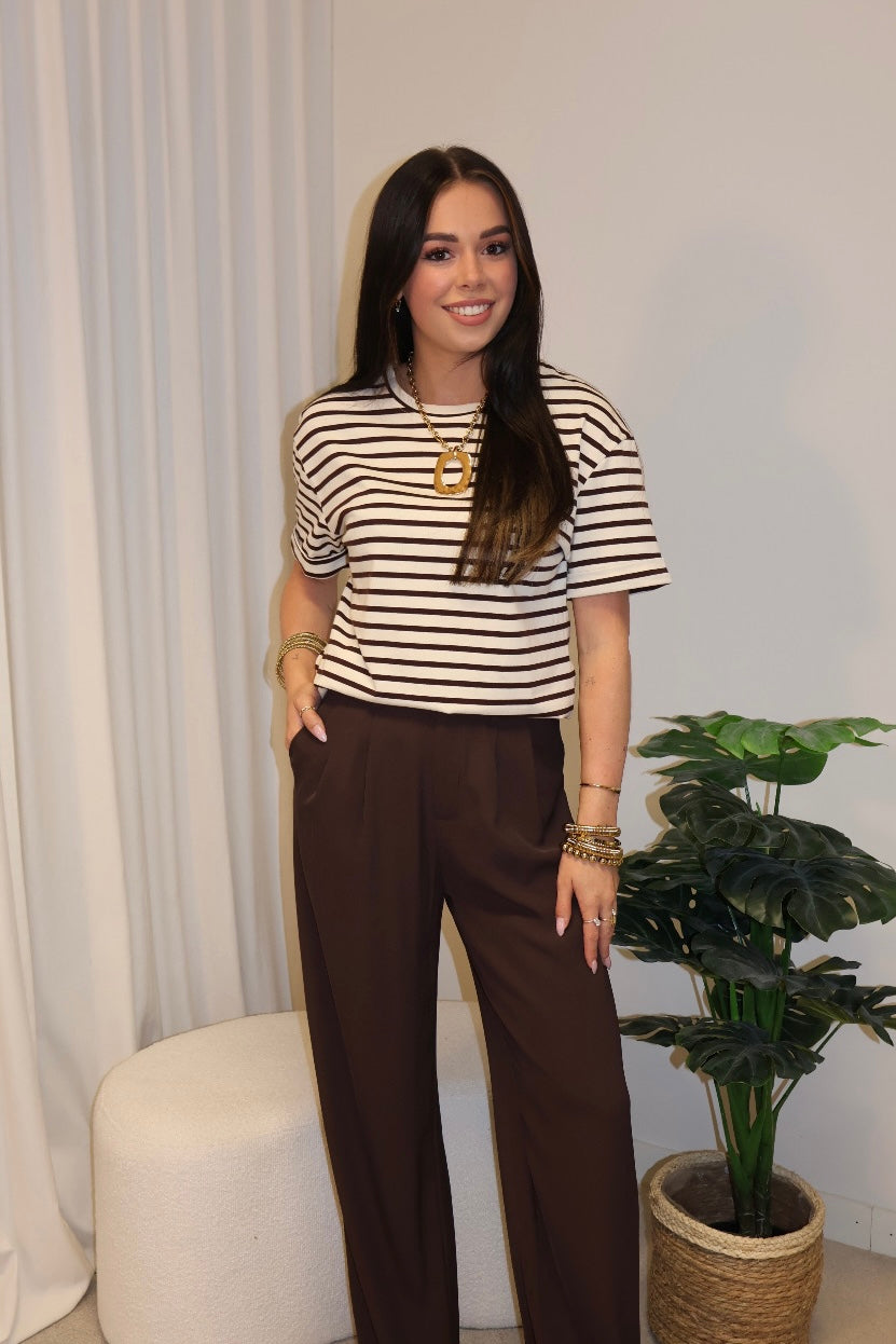 Brown/White Stripe T-Shirt