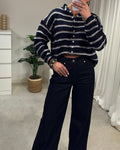 AMZaya Cardigan Navy Stripe