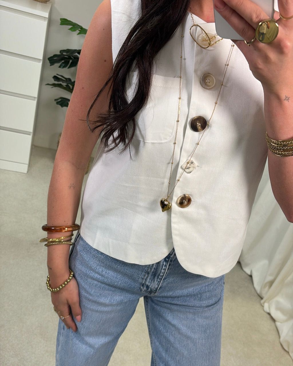 LaLunaTheLabel Paloma Gilet - White